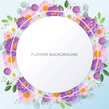 Düğün davetiyesi çiçek kartı. Dekor için kağıt kesilmiş çiçekler, gerçekçi etki. Parlak tatil tasarımı. Çiçekli kağıt kesimiyle.