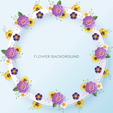 Düğün davetiyesi çiçek kartı. Dekor için kağıt kesilmiş çiçekler, gerçekçi etki. Parlak tatil tasarımı. Çiçekli kağıt kesimiyle.