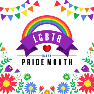 Düz dizaynlı gökkuşağı bayrağıyla gurur ayı.