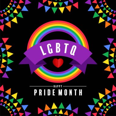 Düz dizaynlı gökkuşağı bayrağıyla gurur ayı.