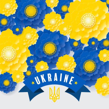 Düz dizaynlı çiçekli ukraine arkaplan.