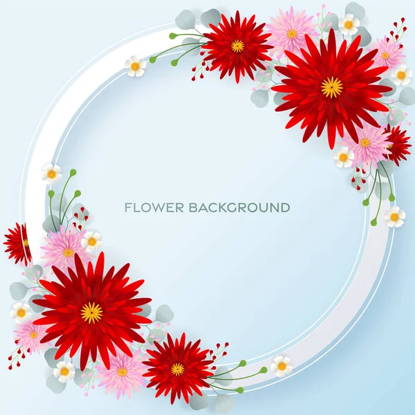 Tarjeta Floral Invitación Boda Papel Flores Cortadas Para Decoración Efecto — Vector de stock