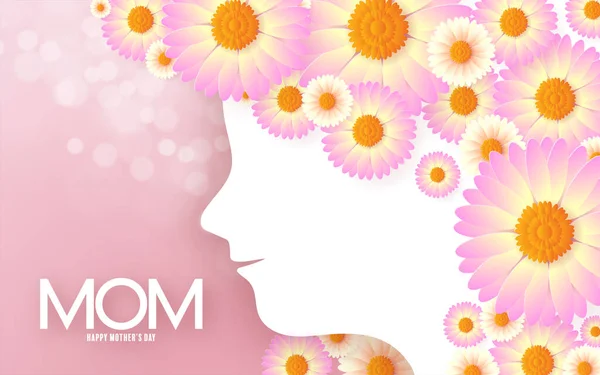 Glücklicher Muttertag Mit Flachem Blumenpapier Schnitt — Stockvektor