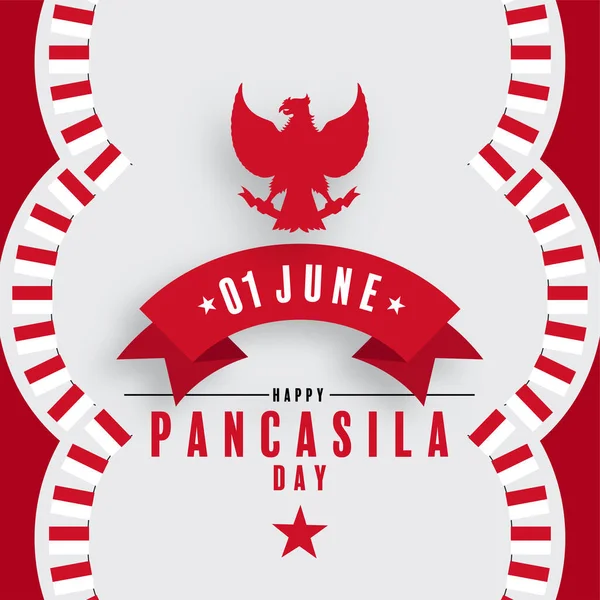 Día Pancasila Fiesta Nacional Indonesia Diseño Plano — Vector de stock