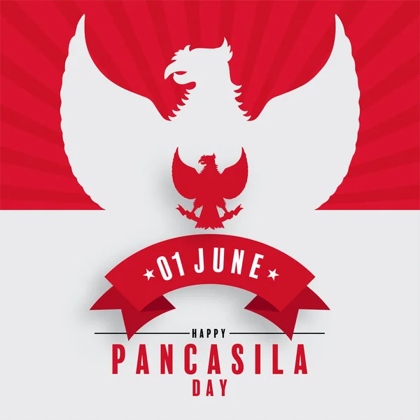 Día Pancasila Fiesta Nacional Indonesia Diseño Plano — Vector de stock