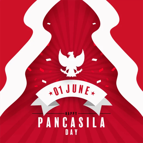 Día Pancasila Fiesta Nacional Indonesia Diseño Plano — Archivo Imágenes Vectoriales