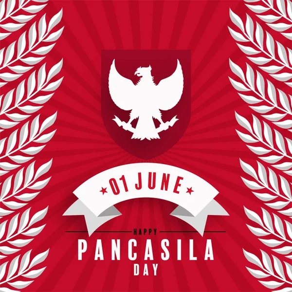 Día Pancasila Fiesta Nacional Indonesia Diseño Plano — Vector de stock