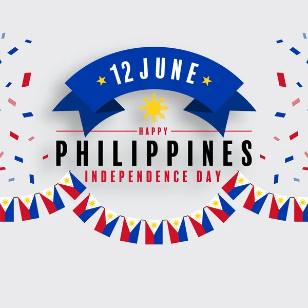 Día Independencia Filipinas Con Bandera Filipinas Azul Rojo — Archivo Imágenes Vectoriales