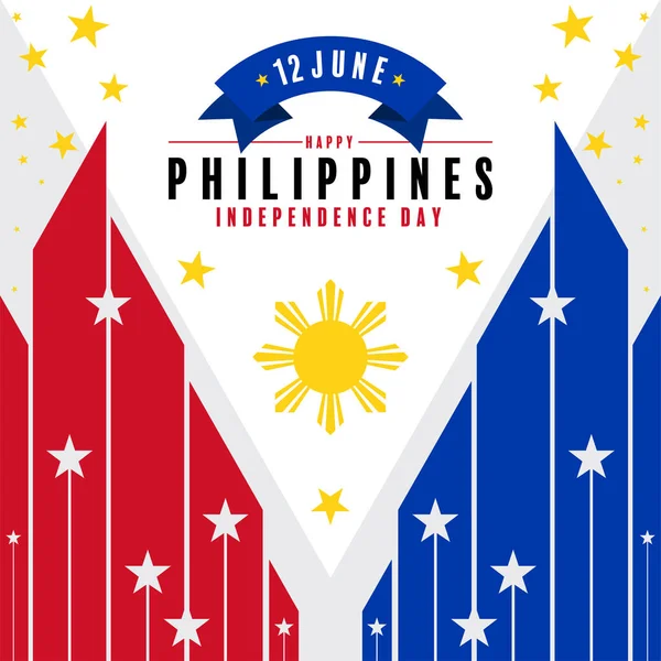 Filippijnen Onafhankelijkheidsdag Met Filippijnen Vlag Blauw Rode Kleur — Stockvector