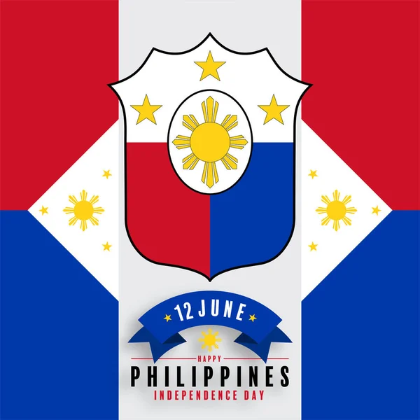 Día Independencia Filipinas Con Bandera Filipinas Azul Rojo — Archivo Imágenes Vectoriales