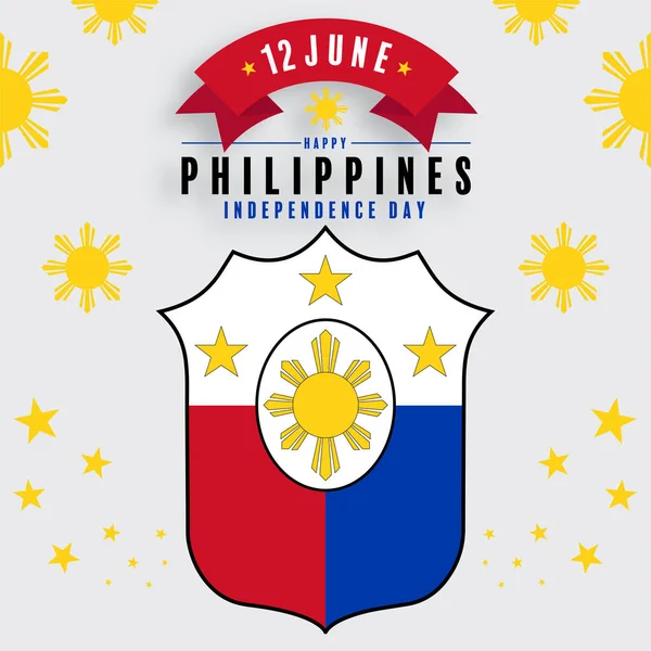 Filippijnen Onafhankelijkheidsdag Met Filippijnen Vlag Blauw Rode Kleur — Stockvector