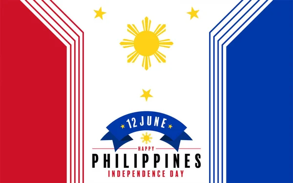 Día Independencia Filipinas Con Bandera Filipinas Azul Rojo — Archivo Imágenes Vectoriales