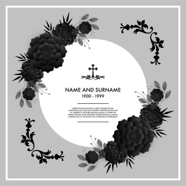 Çiçek kesimli Anma ve Cenaze Kartı Şablonları