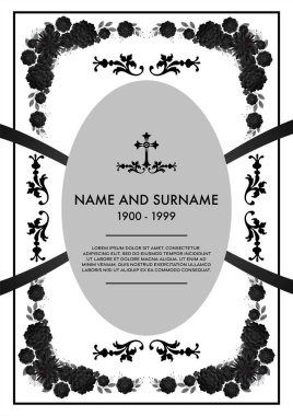 Çiçek kesimli Anma ve Cenaze Kartı Şablonları