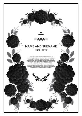 Çiçek kesimli Anma ve Cenaze Kartı Şablonları
