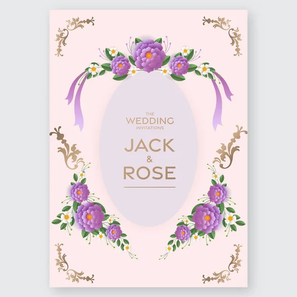 Wedding Invitation Floral Card Paper Cut Flowers Decor Flowers Paper — Vetor de Stock