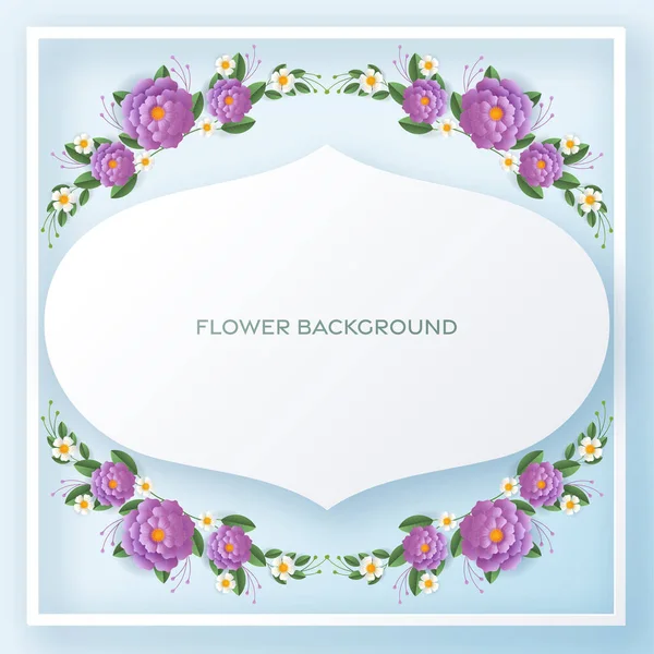 Tarjeta Floral Invitación Boda Papel Cortado Flores Para Decoración Con — Vector de stock