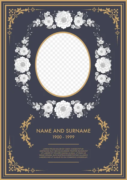 Memorial Funeral Card Templates Flowers Paper Cut — ストックベクタ