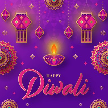 Mutlu diwali, deep avali Hint festivali renk arkaplanı kutlaması.