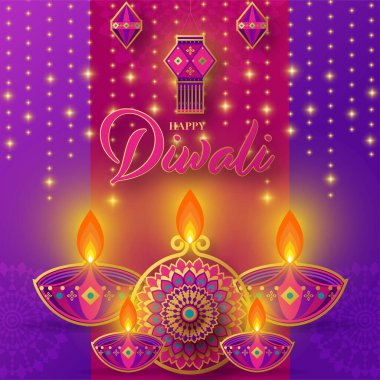 Mutlu diwali, deep avali Hint festivali renk arkaplanı kutlaması.