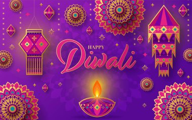 Mutlu diwali, deep avali Hint festivali renk arkaplanı kutlaması.
