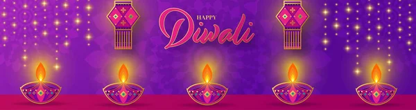 Happy Diwali Deepavali Indické Slavnosti Barevném Pozadí — Stockový vektor