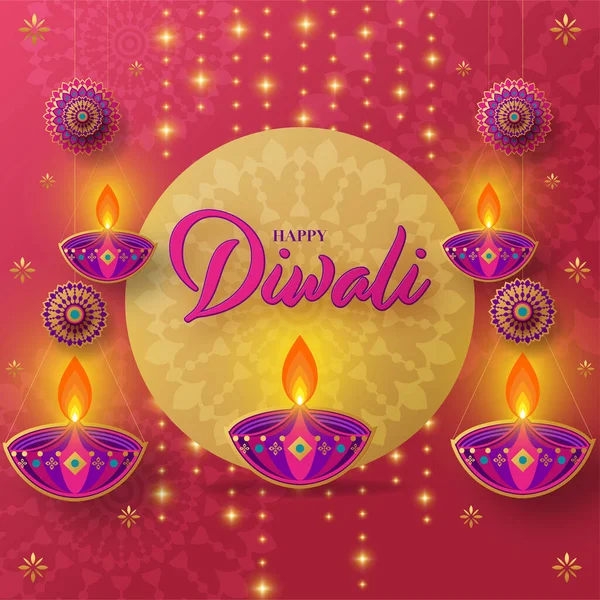 Mutlu diwali, deep avali Hint festivali renk arkaplanı kutlaması.