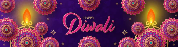 Diwali Feliz Deepavali Celebração Festival Indiano Fundo Cor — Vetor de Stock