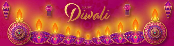 Happy Diwali Deepavali Het Indiaanse Festival — Stockvector
