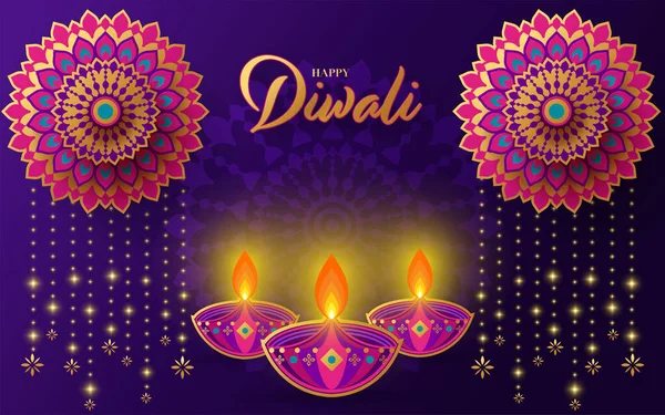 Happy Diwali Deepavali Indiánský Festival — Stockový vektor