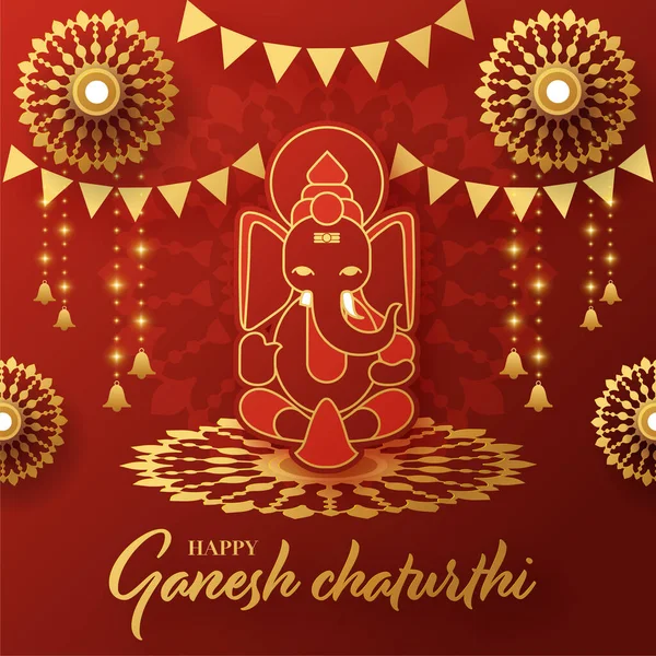 Mutlu Ganesh Chaturthi Ler Festival Vektör Çizimi — Stok Vektör