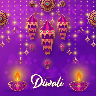 Mutlu diwali, deep avali Hint festivali renk arkaplanı kutlaması.