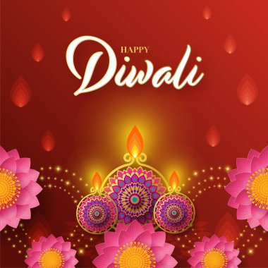 Mutlu diwali, deep avali Hint festivali renk arkaplanı kutlaması.