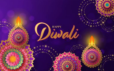 Mutlu diwali, deep avali Hint festivali renk arkaplanı kutlaması.