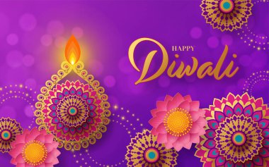 Mutlu diwali, deep avali Hint festivali renk arkaplanı kutlaması.