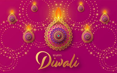 Mutlu diwali, deep avali Hint festivali renk arkaplanı kutlaması.