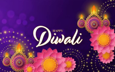 Mutlu diwali, deep avali Hint festivali renk arkaplanı kutlaması.