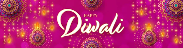 Diwali Feliz Deepavali Celebração Festival Indiano Fundo Cor — Vetor de Stock