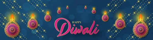 Diwali Feliz Deepavali Celebração Festival Indiano Fundo Cor — Vetor de Stock