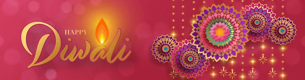 Happy Diwali Deepavali Święto Indyjskiego Festiwalu Tle Koloru — Wektor stockowy