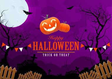 Happy halloween background template with pumpkin.