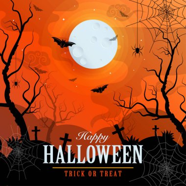 Happy halloween background template with pumpkin