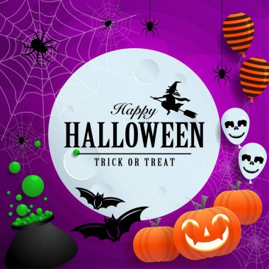 Happy halloween background template with pumpkin