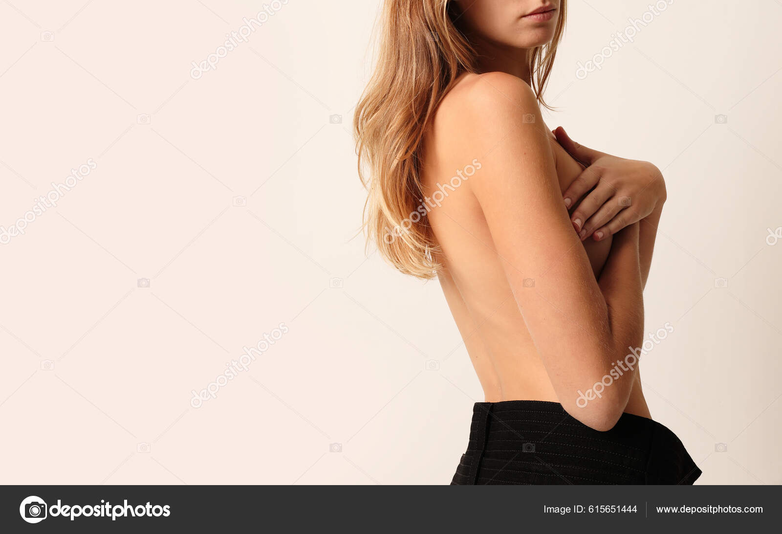 Young Woman With Very Sexy Breast, Vertical Stock Photo, Picture
