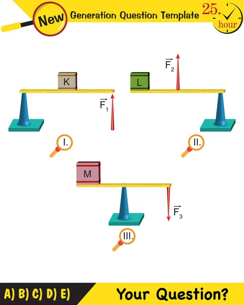 Physics Lever Examples Vector Illustration Simple Machines Next Generation Question — Διανυσματικό Αρχείο