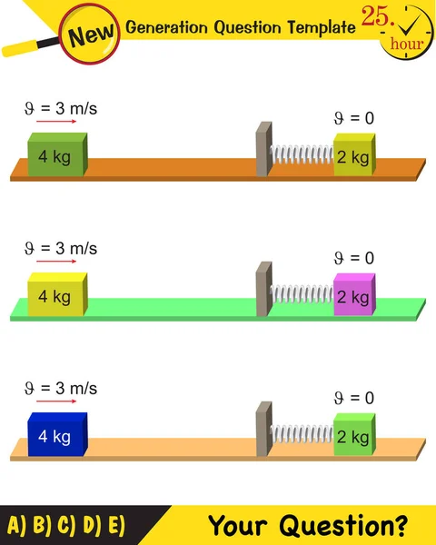 Physics Spring System Motion Mass Ideal Spring Periodic Motion Next — Vettoriale Stock