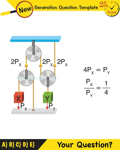 Physics Science Experiments Force Motion Pulley Next Generation Question Template — Διανυσματικό Αρχείο