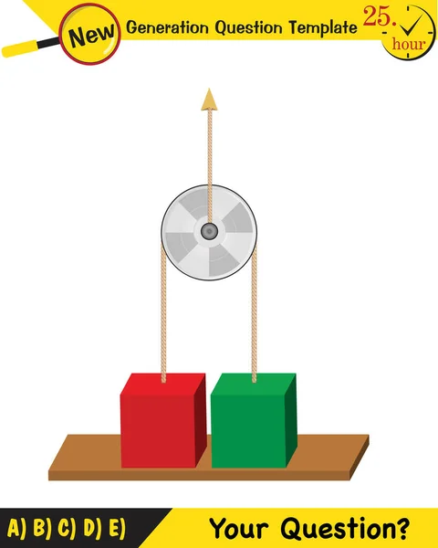 Physics Science Experiments Force Motion Pulley Next Generation Question Template — Stok Vektör