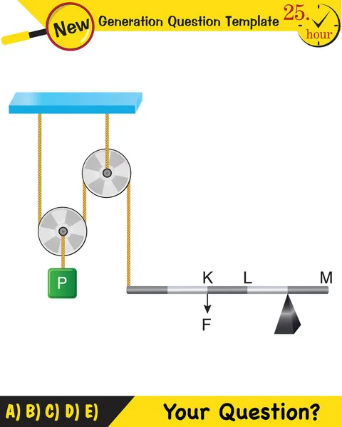 Physics Science Experiments Force Motion Pulley Next Generation Question Template — ストックベクタ