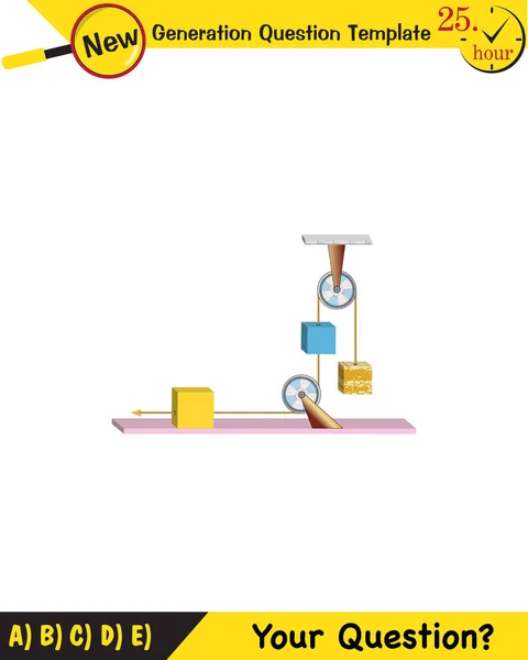 Physics Science Experiments Force Motion Pulley Next Generation Question Template — ストックベクタ